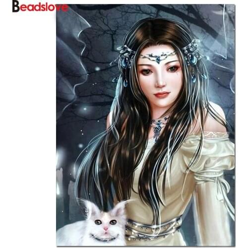 Anime cat girl 3D picture of rhinestones mosaic set full embroidery diamond painting sale 3d cross stitch cartoon girl top gift