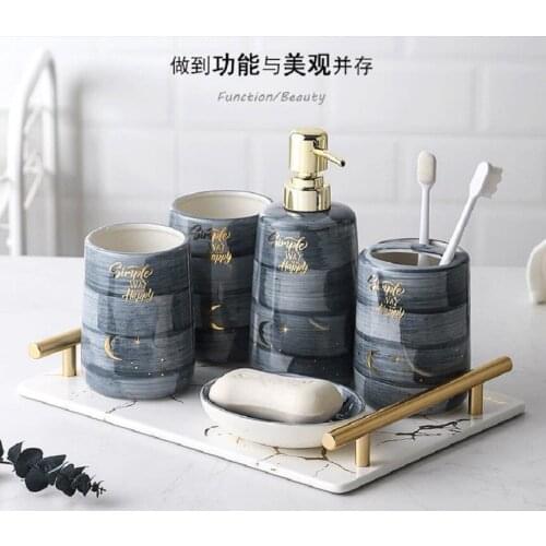 Brush teeth and gargle cup hand-painted ceramic star bathroom five sets of toiletries Set Wedding bathroom supplies