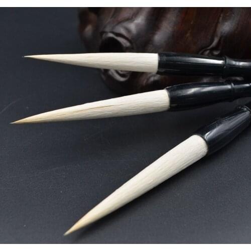 3pcs/set Woolen Hair Calligraphy Brush Chinese Landscape Painting Brush Set Huzhou Long Hair Fine Line Painting Brush Pen