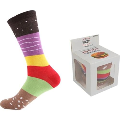 2Boxs Women Men Socks Personalized Design Pizza Doughnut Christmas Set Gift Box Socks Happy Harajuku Cotton Sokken Happy Gifts