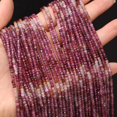 New Small Faceted Bead Natural Crystal Ruby Stone Beads for Women Bracelet Necklace Jewelry Accessories Gift Size 3x2mm