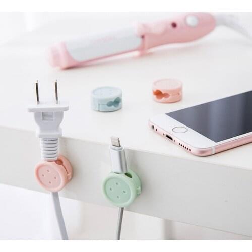 Office Desk Cable Organizer Adhesive Silicone Wire Lead USB Charger Cord Winder Home Table Storage Holder Accessory