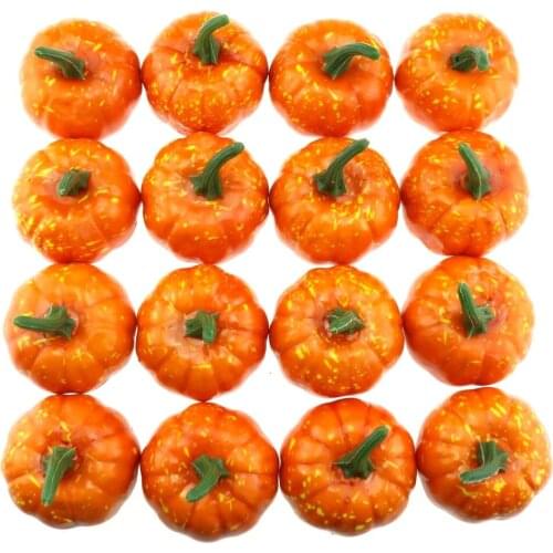 Gresorth Artificial Yellow MINI Pumpkins Home Party Halloween Christmas Decoration - Pack of 16