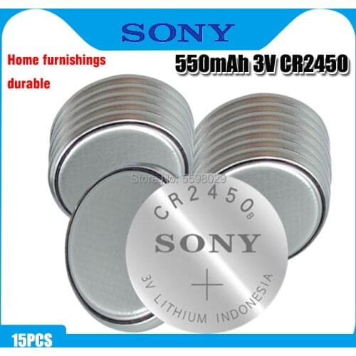 15PCS Original SONY CR2450 Button Cell Battery 3V Lithium Batteries CR 2450 for Watch Remote Toy Computer Calculator Control