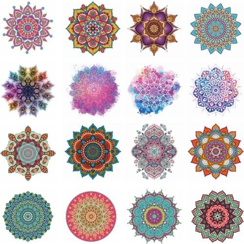 Mandala Flower Patches For Clothes Thermal Sticker Iron On Transfer For Clothing Heat Transfer Patch Iron On Transfer On Clothes