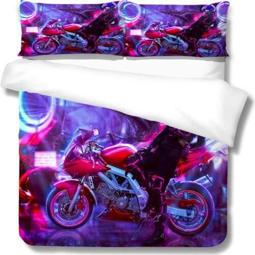 3D Digital Motorcycle Printed Duvet Cover Set King Queen Size Super Soft Breathable Boys Girls Bedroom Decoration