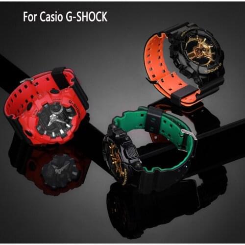 Silicone Rubber Watch Band Strap Fit For Casio G-Shock GA100 GA110 Replacement Two-color Waterproof Watchbands Accessories