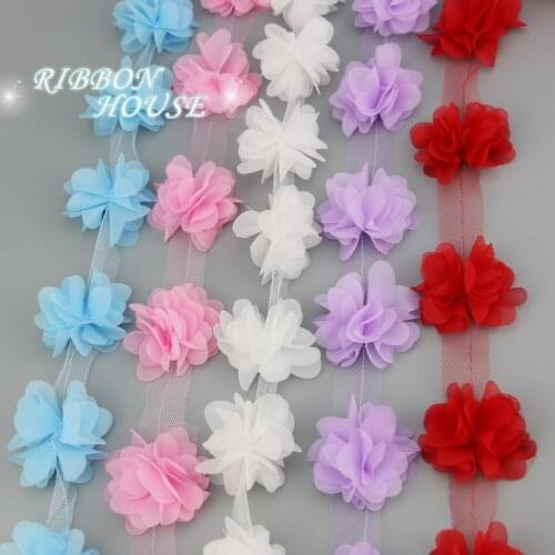 60pieces/lot) 50mm petal Chiffon lace fabric Webbing Decoration Love gift ribbons crafts