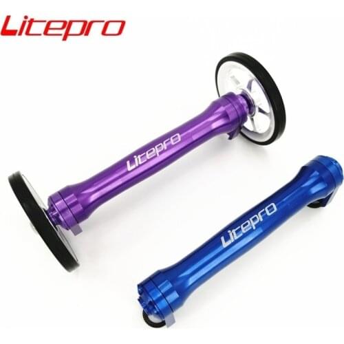 Litepro Folding Bike Brompton Easy Wheel Extension Bar Telescopic Rod Cargo Racks Easywheel