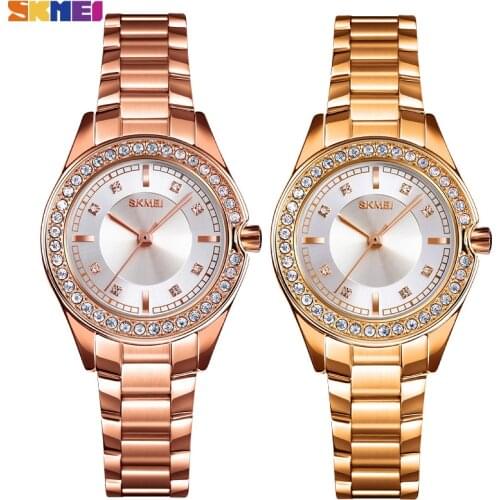SKMEI Fashion Women Quartz Watch Innovative Diamond Wristwatches Lady Watches Waterproof Stainless Steel Strap reloj mujer 1534