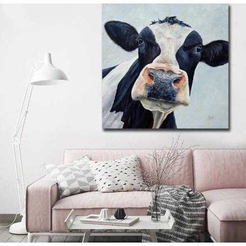 Modern Cute Cow Canvas Painting Posters and Prints Wall Art Abstract Pictures for Living Room and Bedroom Decoration Cuadros