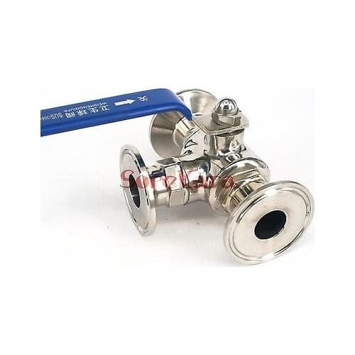 T-port 1-1/4" 32mm 304 Stainless Steel Sanitary 3 Way Ball Valve Tri Clamp 50.5mm Ferrule O/D Type For Homebrew Diary Product