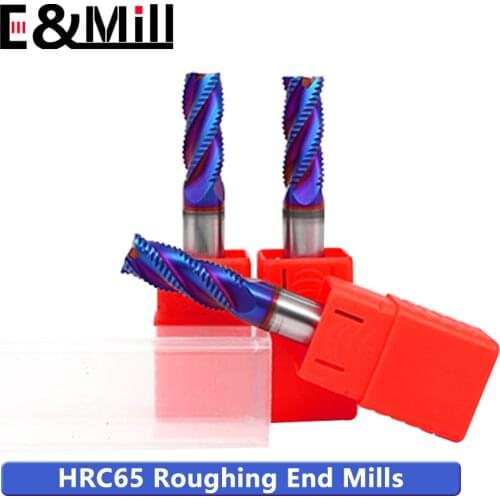 High quality HRC65 4 Flute Tungsten steel Rough End Mills for CNC machining center, engraving machine, high speed machine 3-20mm