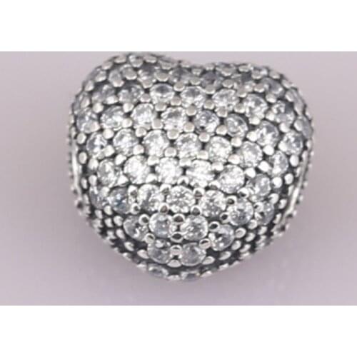 S925 Bead DIY Jewelry Open My Heart Clips Stoppers Cyrstal Charm fit Lady Bracelet Bangle Clear CZ