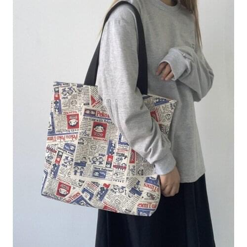 PURFAY Canvas Capacity Women Shoulder Bag Cotton Tote Shopper Bag Eco Reusable Travelling bag Cloth Messenger Bag