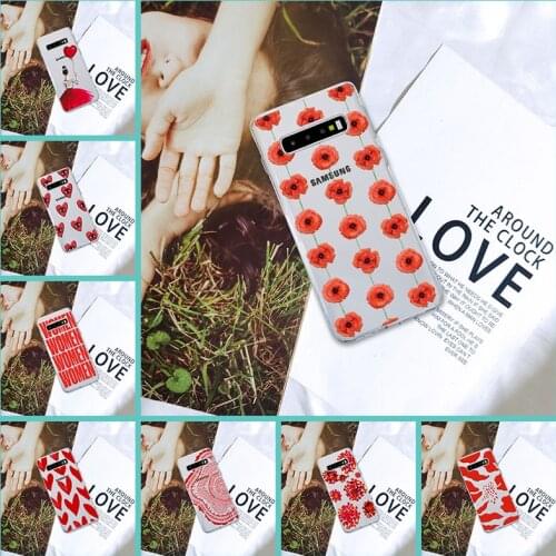 Red Flower Heart Women Case For Samsung Galaxy S10E S10 Plus 5G Soft Silicone Back Cover For Samsung Note 10 Pro Phone Case