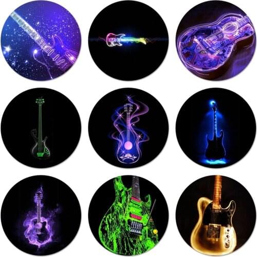 Glowing Neon Guitar Outline Icons Pins Badge Decoration Brooches Metal Badges For Backpack Decoration