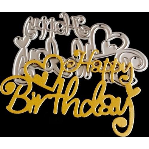 2021 New Arrival Happy Birthday Gift Heart DIY Scrapbooking Stamps Craft Embossing Die Cut Making Stencil Template