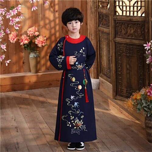 2021 Ancient Fairy Han Tang Dynasty 3Pcs Hanfu Dress Children Kids Traditional Chinese Dance Costumes For Boy