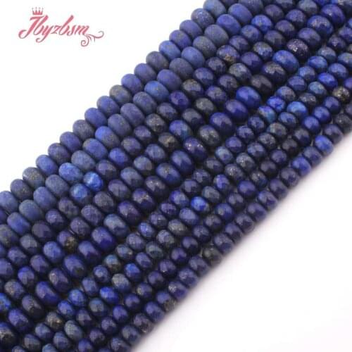 3x6,4x8mm Faceted Smooth Rondelle Blue Lapis Lazuli Stone Beads For DIY Necklace Bracelets Jewelry Making 15" Free Shipping