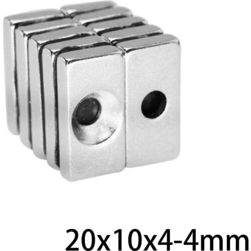 5~100PCS 20x10x4-4 Strong Quadrate Neodymium Magnet Hole 4mm NdFeB Magnetic 20x10x4-4mm Block Rare Earth Magnets 20*10*4-4 mm