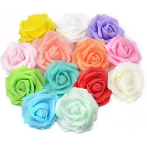 40Pcs 7cm Artificial PE Foam Rose Flowers Heads For Wedding Home Decorations DIY Scrapbooking Wreath Garland Cheap Flower