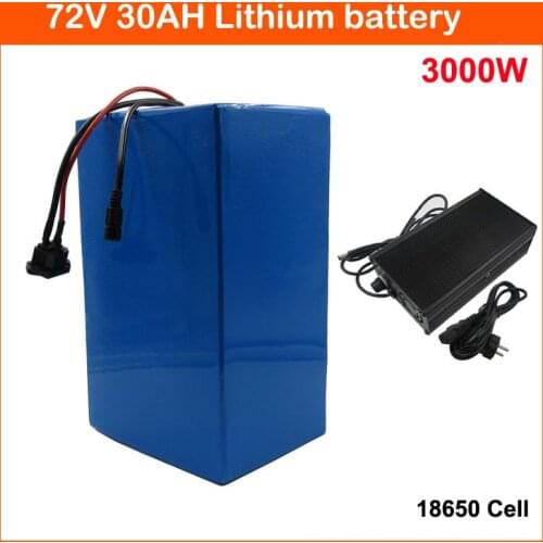 High power 72V 3000W Lithium Battery 2000W 72V 30AH EBike E bicycle battery pack 26650 Cell 50A BMS and 84V 5A Charger