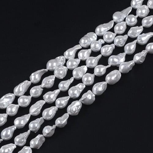 Irregular Shape Baroque Pearl White Paint Coated Big Size Bead With Hole For Women Necklace Making