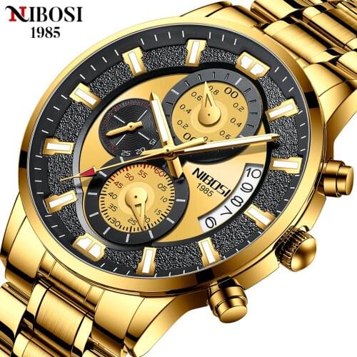 NIBOSI Men watches top luxury brand mens quartz wrist watch gold fashion casual clock Military wristwatches Relogio Masculino
