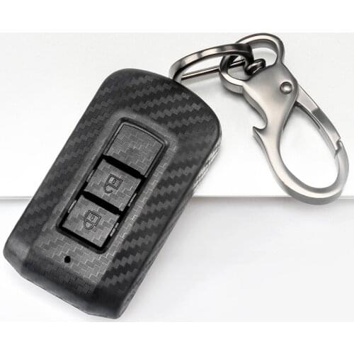 ABS Carbon Fiber Car Key Case Cover For Mitsubishi Outlander 3 XL Lancer 10 Pajero Sport Eclipse Cross ASX L200 Accessories