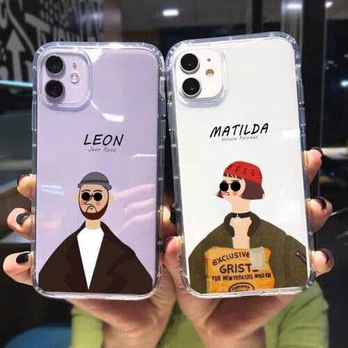 JAMULAR Cartoon Killer Leon Uncle Girl Couple Phone Case For iPhone 12 11 Pro XS MAX SE2020 7 XR X 8 6 Plus Clear Soft TPU Cover
