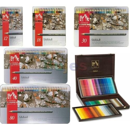 Caran d'Ache Pablo Color Pencils Tins of 12 18 30 40 80 120 Available,Dry,water resistant,3.8mm diameter,superior covering power
