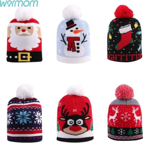 Warmom Christmas Gifts for Kids Boys Girls Winter Newboen Baby Hat Santa Claus Elk Childrens Warm Hat Kids Caps Head Warmer