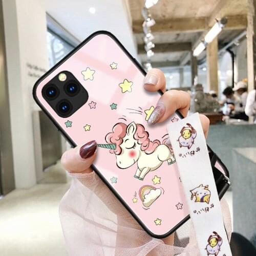 For iphone 11 pro max 6.5 6.1 case Tempered Glass Phone protection animal cute smile phone cases for iphone 11 pro glass cover