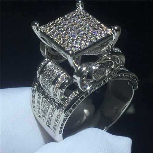 Majestic Sensation ring Silver color pave setting 5A AAAAA Cz Engagement wedding band rings for women men Jewelry