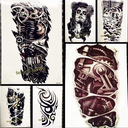 Cool Robot Arm Large Temporary Tattoo Men Body ARt Mechanical Patten Fake Tattoo Stickers 21x15CM Waterproof Tatoo Sex Women