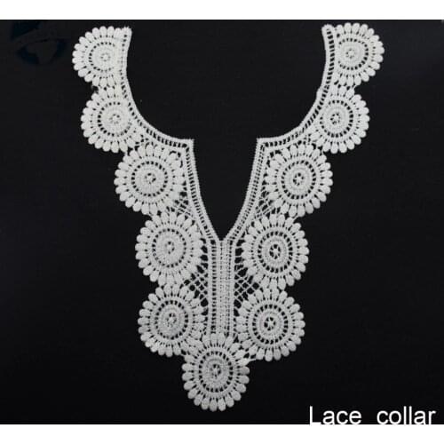 Lace false collar white embroidered fake lace collar trim diy women applique sewing supplies african guipure lace collars#3630