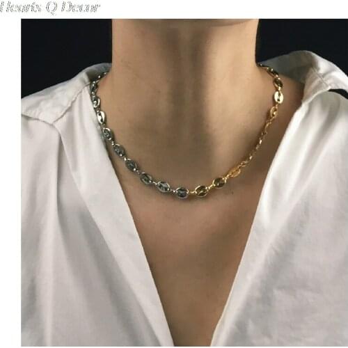 Brass With 18K Gold 2 Tone Choker Linked Necklace Classic OL Designer T Show Runway Sweety Boho Japan Korean Ins Hiphop Top