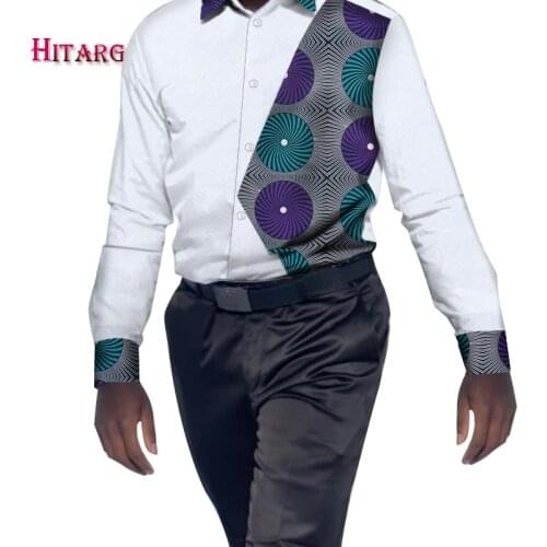 2021 Summer Fashion New African Men Slim Fit Shirt Long Sleeve Africa Print Shirt Plus Size African Men Clothing WYN1386