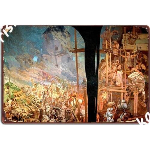 Alphonse Mucha 1860 1939 Metal Plaque Poster Club Bar Personalized Club Home Mural Painting Tin Sign Posters