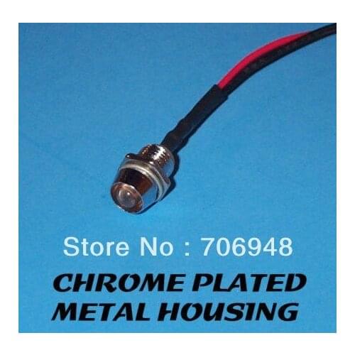 MIX 5mm RED PRE WIRED LED 12 VOLT WITH CHROME BEZEL