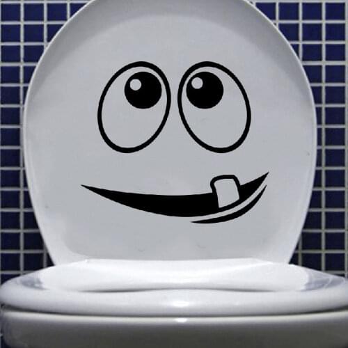 Cartoon Face Toilet Seat Vinyl Stickers Lovely Wall Stickers For Kids Rooms Black 4WS-0036