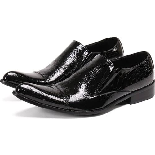 Обувь мужская Italian Mens patent leather black shoes slip on for man black dress office business shoe formal oxford plus size12