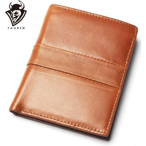 Men Fashion Middle Stitching Style Real Leather Wallet Thin Slim Card Holder Mens Bifold Purse