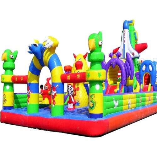 Outdoor playground games commercial large jumping house slide inflatable bouncer trampoline castle