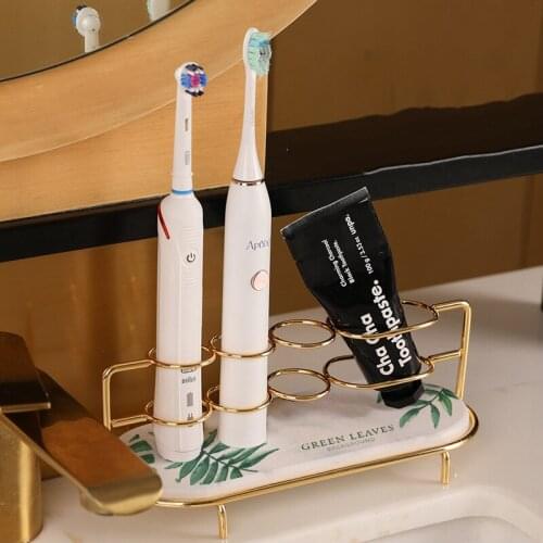 New Electric Toothbrush Holder Golden Bathroom Storage Rack Washing Table Diatomite Absorbent Pad Toilet Storage Rack Home Decor