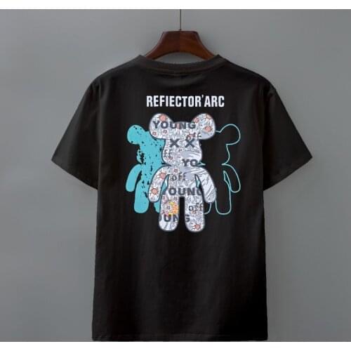 New summer cartoon bear print round collar casual ice mens short sleeve T-shirts for men and women