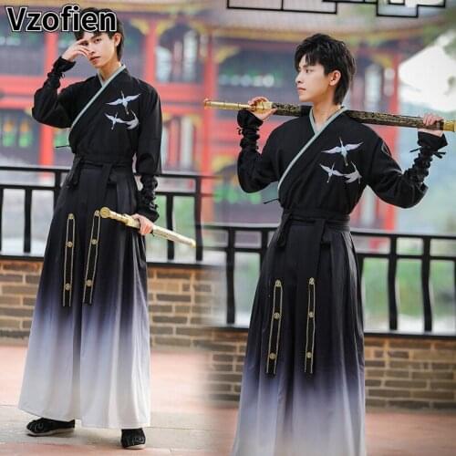 Han Dynasty Hanfu Dress Men Ancient Chinese Style Traditional Student Classic School Uniform Ancient Swordsman Dance Costume