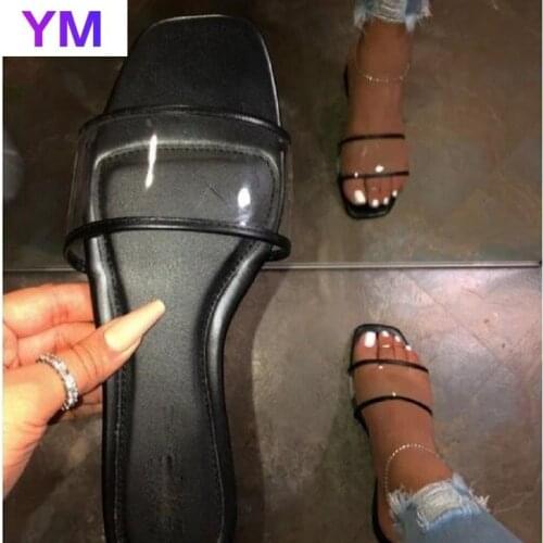 PVC Sandals Women Outdoor Black White Beach Sandals Spring Summer Slip-On New Ladies Bright Zapatillas Mujer Casa Gladiator