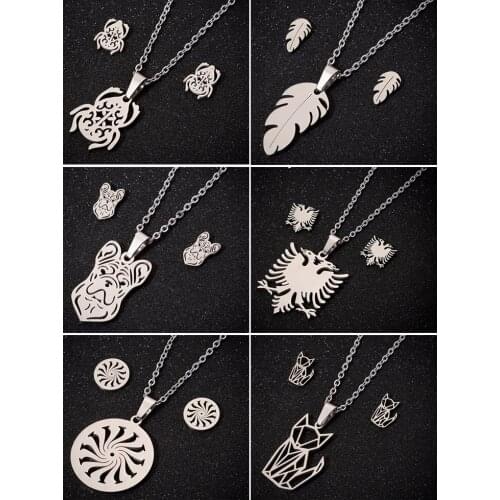 Sasusp Stainless Steel Beetle Leaf Pug Dog Eagle Orange Fox Sweater Chain Choker Pendants Necklace Women Men Kids Christmas Gift